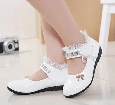 Kids Girls Elegant Beaded Princess PU Leather Sandals