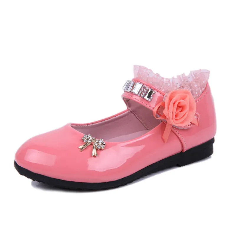 Kids Girls Elegant Beaded Princess PU Leather Sandals