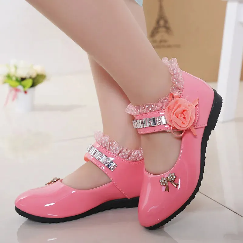 Kids Girls Elegant Beaded Princess PU Leather Sandals