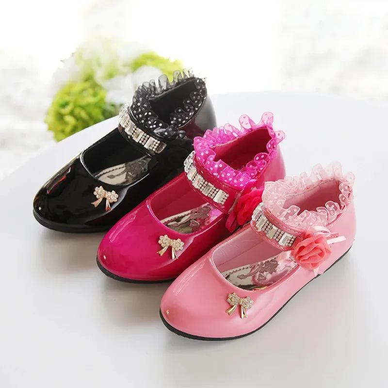 Kids Girls Elegant Beaded Princess PU Leather Sandals