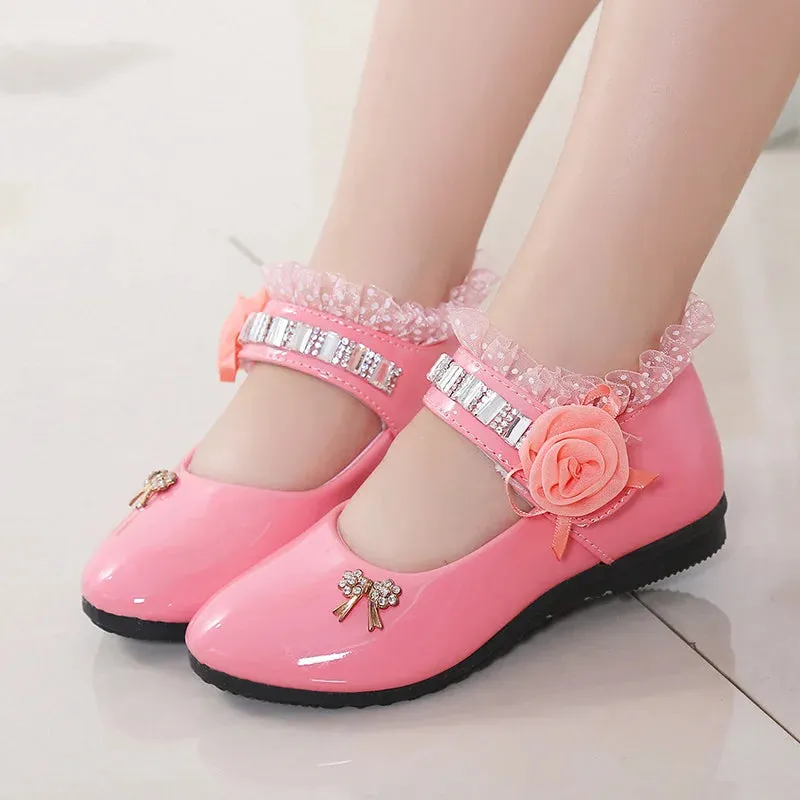 Kids Girls Elegant Beaded Princess PU Leather Sandals
