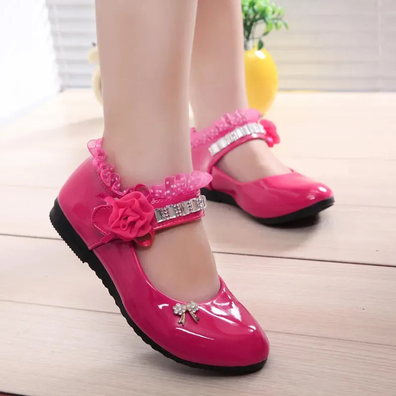 Kids Girls Elegant Beaded Princess PU Leather Sandals