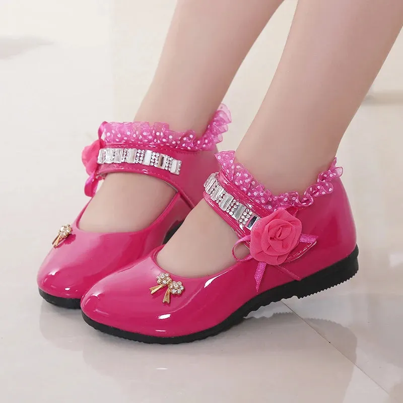Kids Girls Elegant Beaded Princess PU Leather Sandals