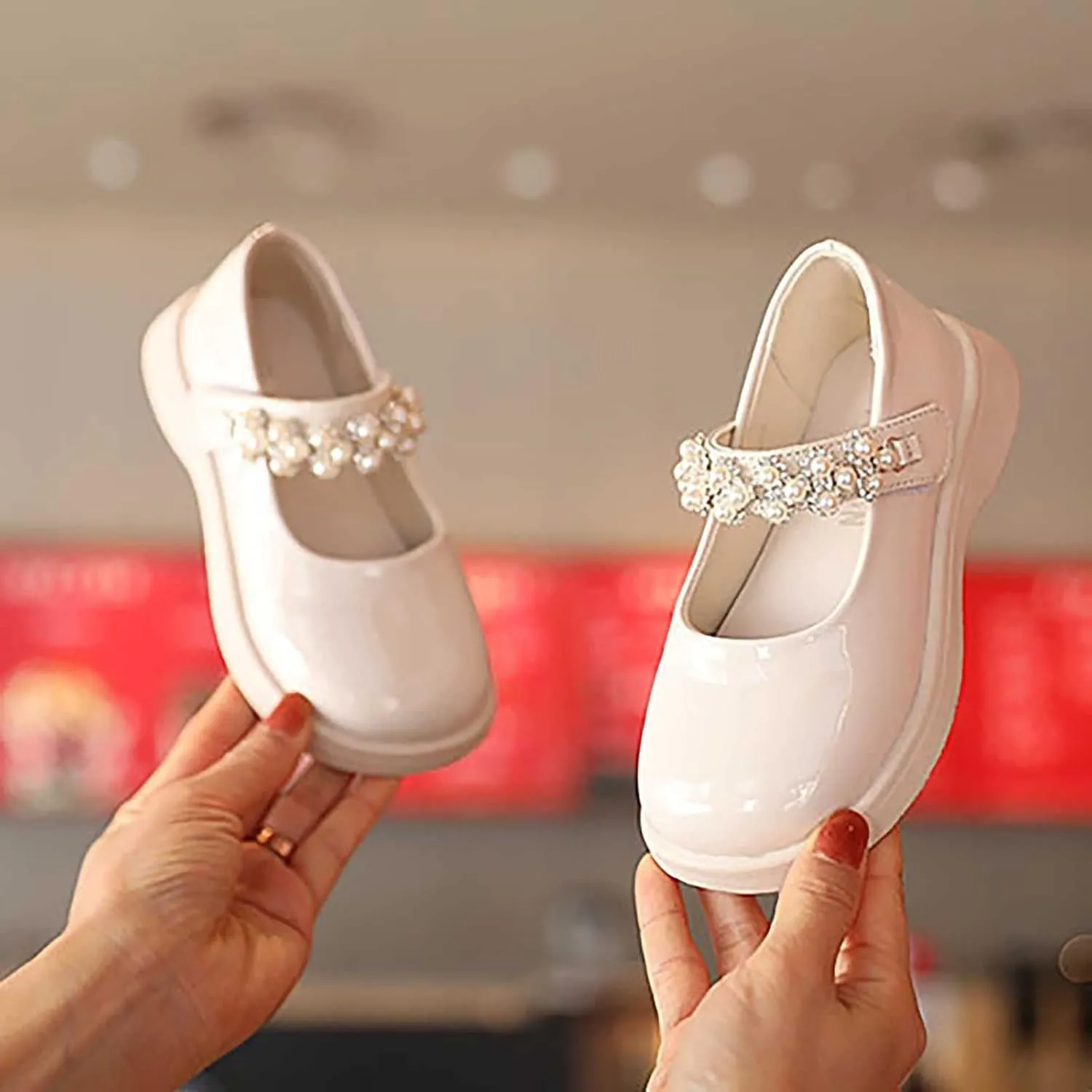 Kids Princess Shoes Baby Party Solid Color Dress Shoes Children First Walking Toddle Shoes Girls Rhinestone Marry Jane Shoes