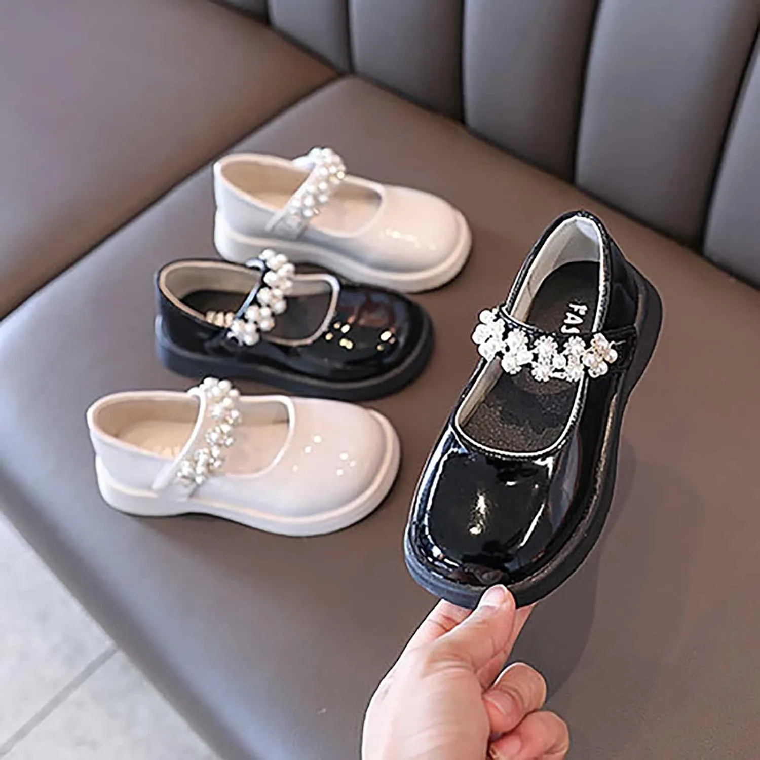 Kids Princess Shoes Baby Party Solid Color Dress Shoes Children First Walking Toddle Shoes Girls Rhinestone Marry Jane Shoes