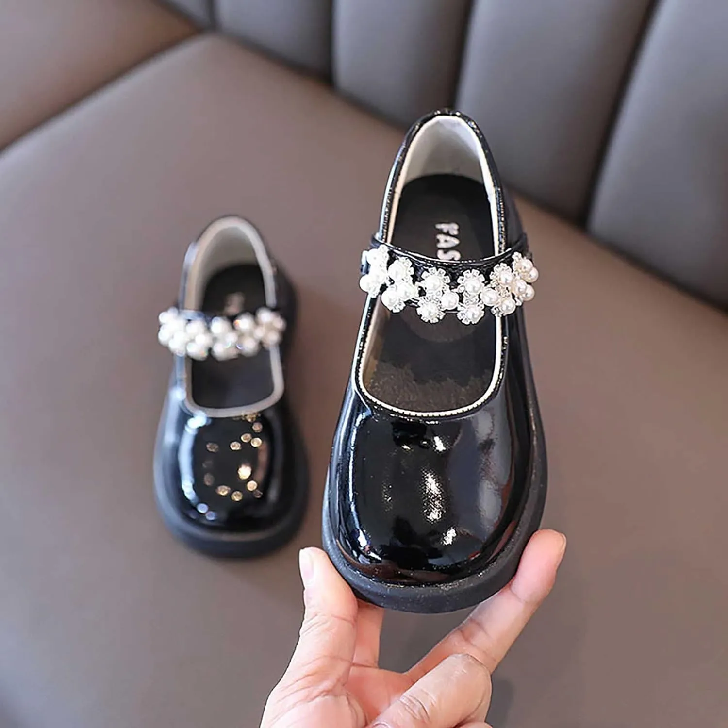 Kids Princess Shoes Baby Party Solid Color Dress Shoes Children First Walking Toddle Shoes Girls Rhinestone Marry Jane Shoes