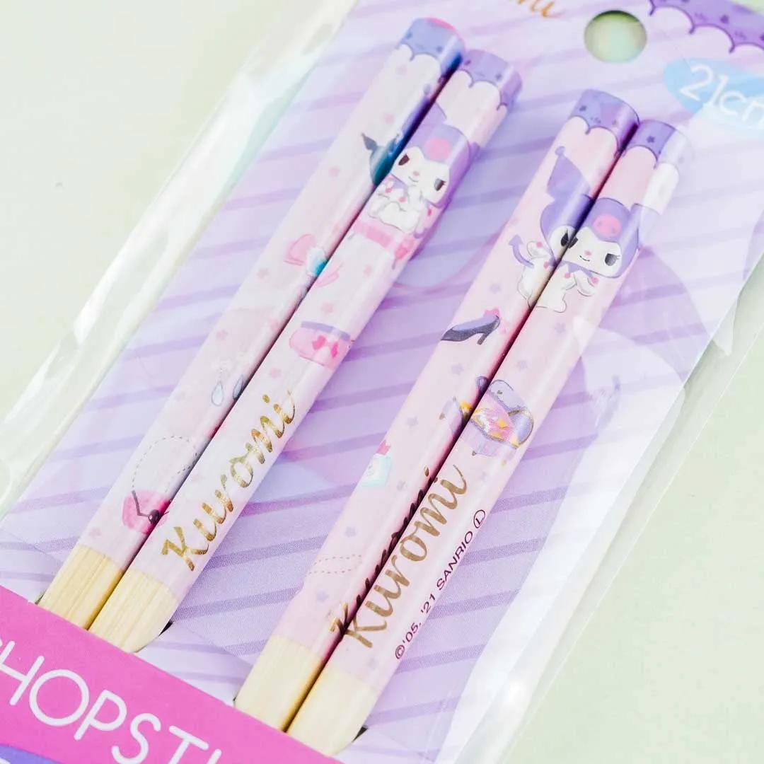 Kuromi Fancy Treasures Bamboo Chopsticks Set - 2 pairs
