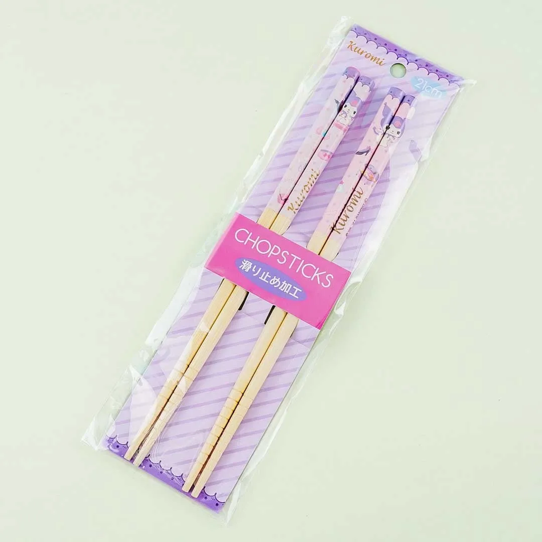 Kuromi Fancy Treasures Bamboo Chopsticks Set - 2 pairs