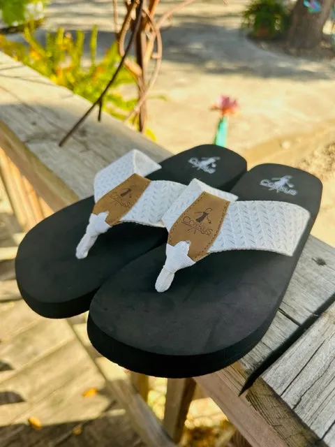 Lakeside White Weave Flip Flop