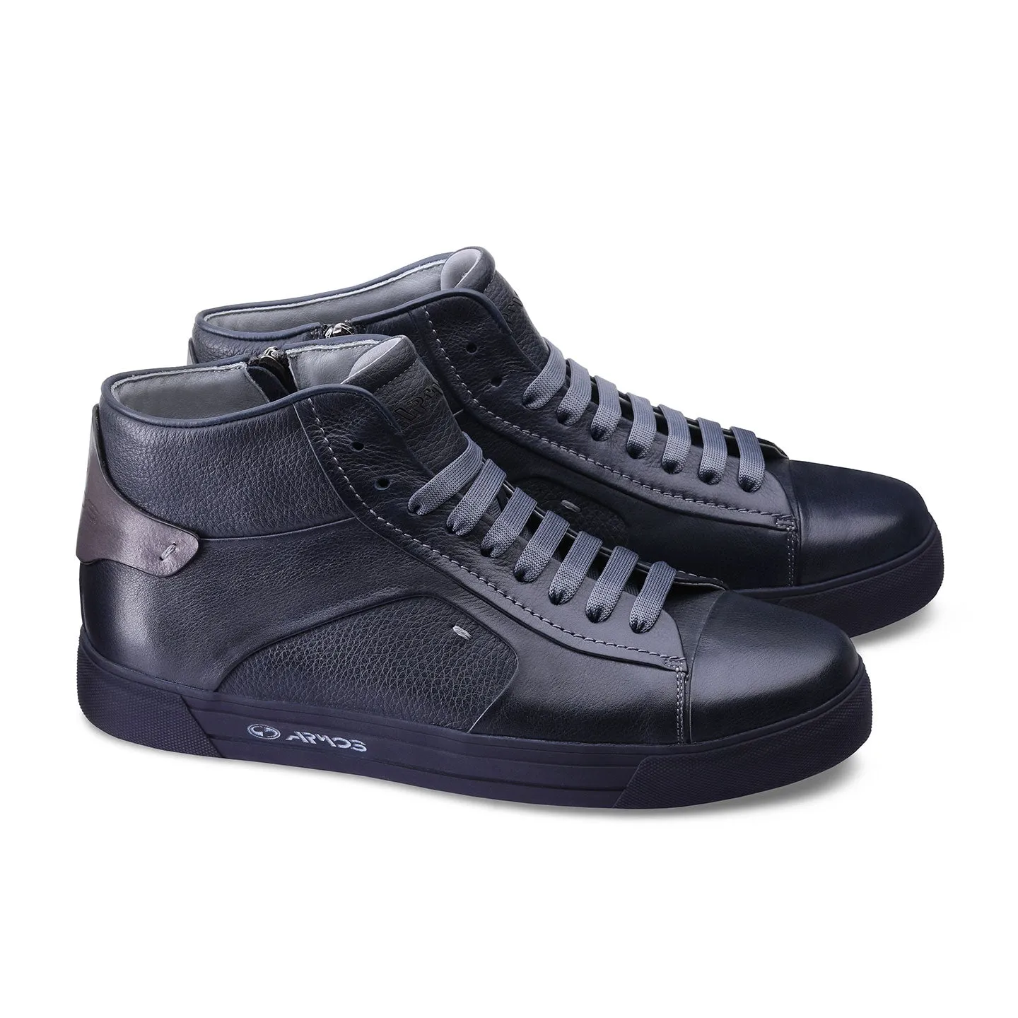 Men's Blue Waxed Leather Ankle Sneaker