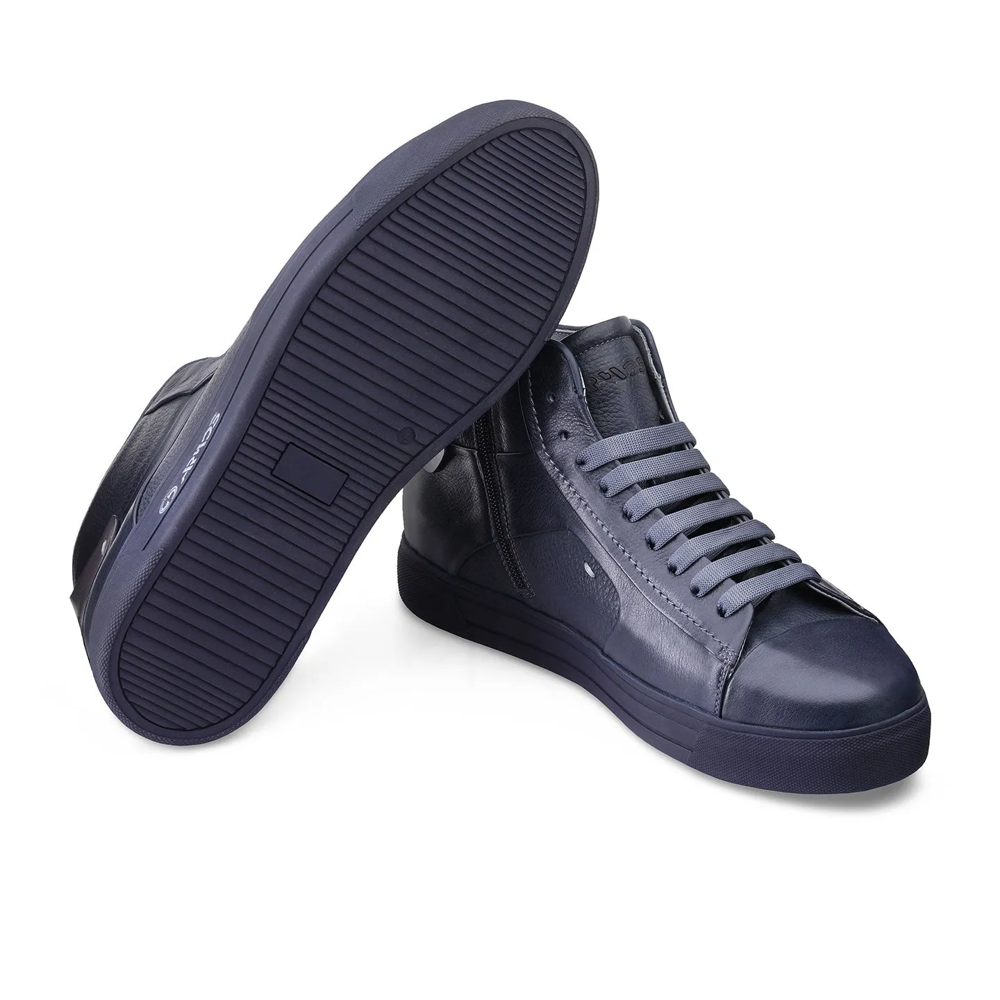 Men's Blue Waxed Leather Ankle Sneaker