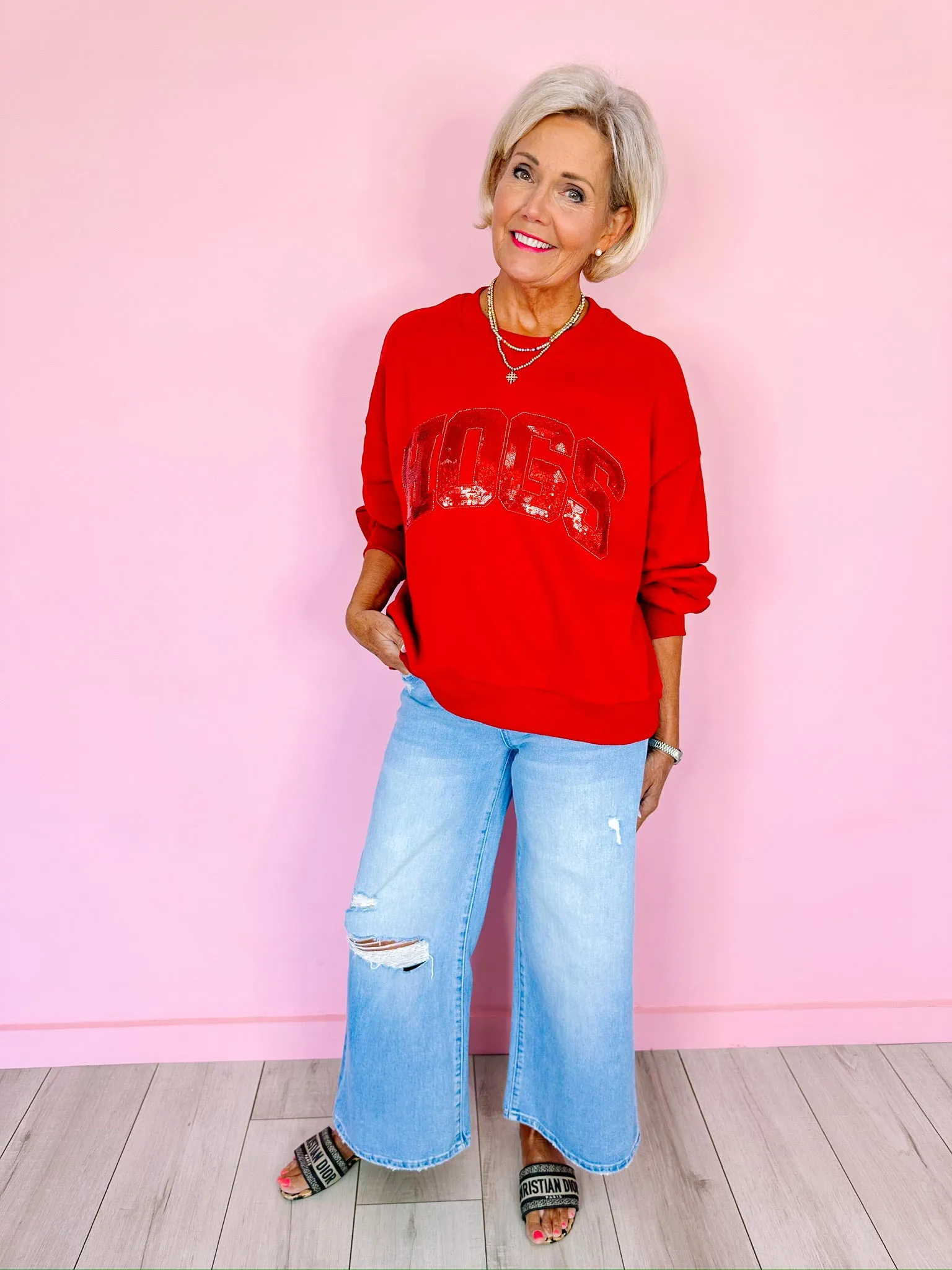 OLIVIA TWO BUTTON HIGH RISE WIDE LEG JEAN