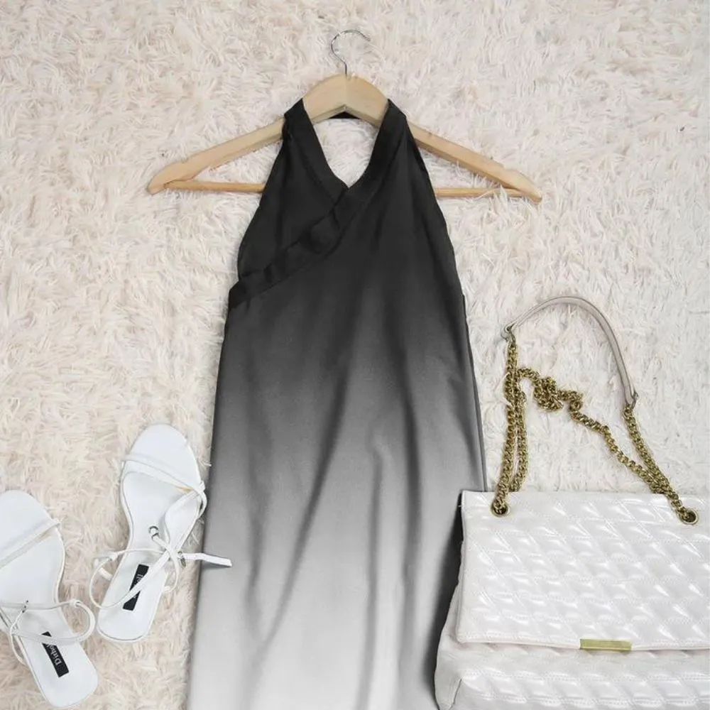Ombre All Day Twisted Halter Mini Dress
