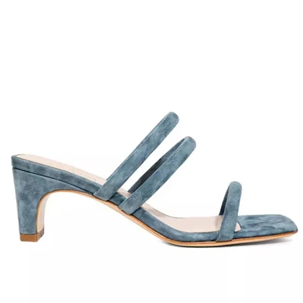 Pia Blue | Suede mules