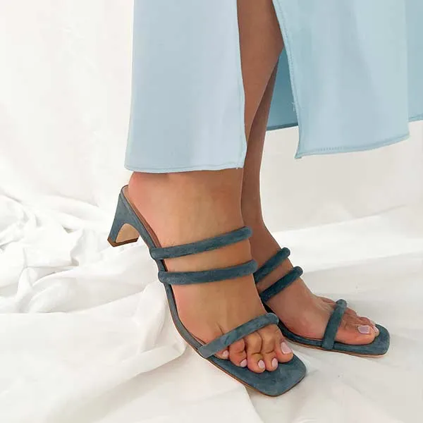Pia Blue | Suede mules