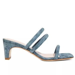 Pia Blue | Suede mules