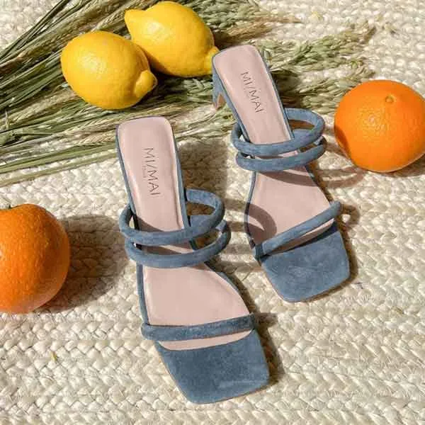 Pia Blue | Suede mules