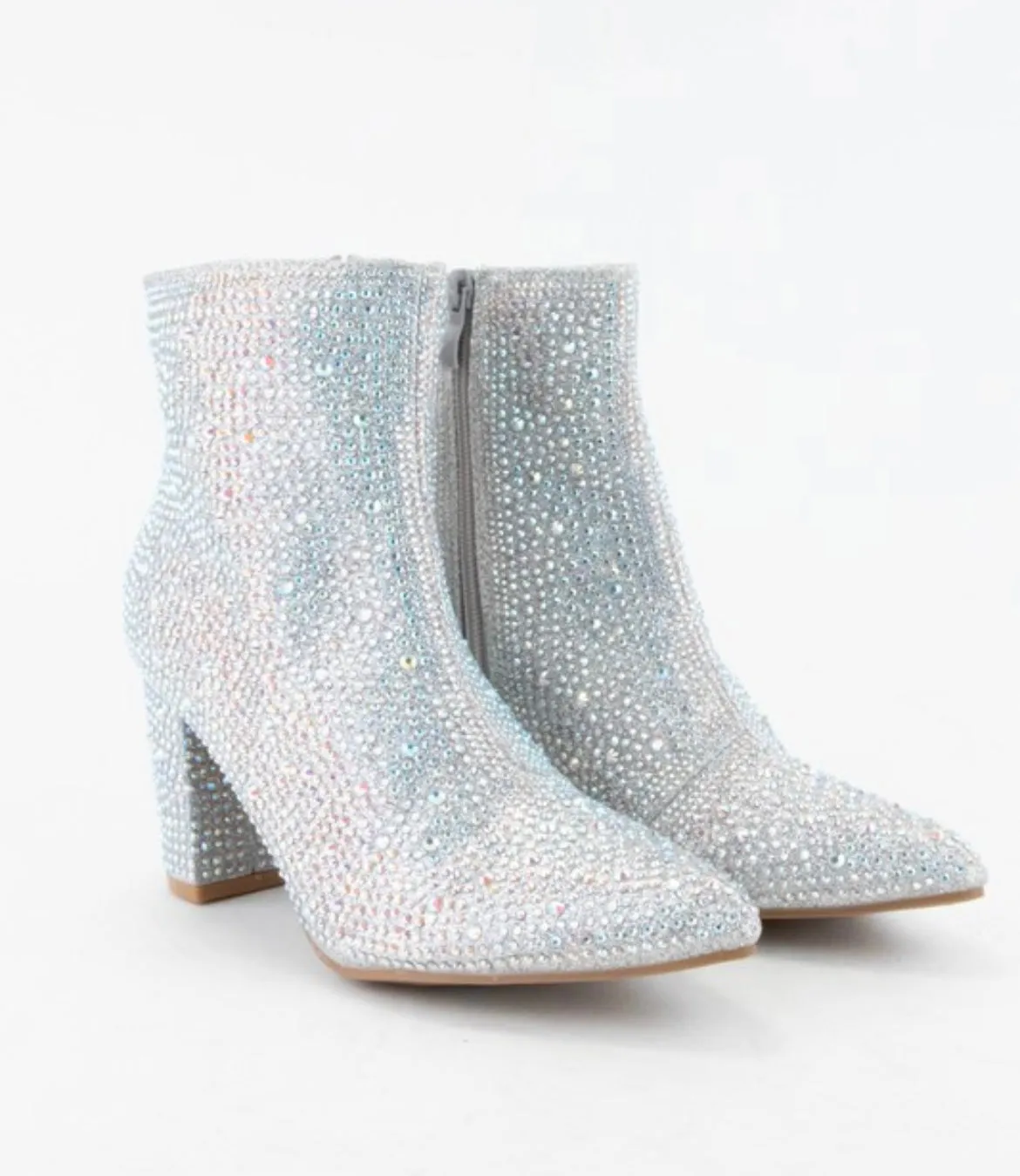 Silver Rhinestone Booties