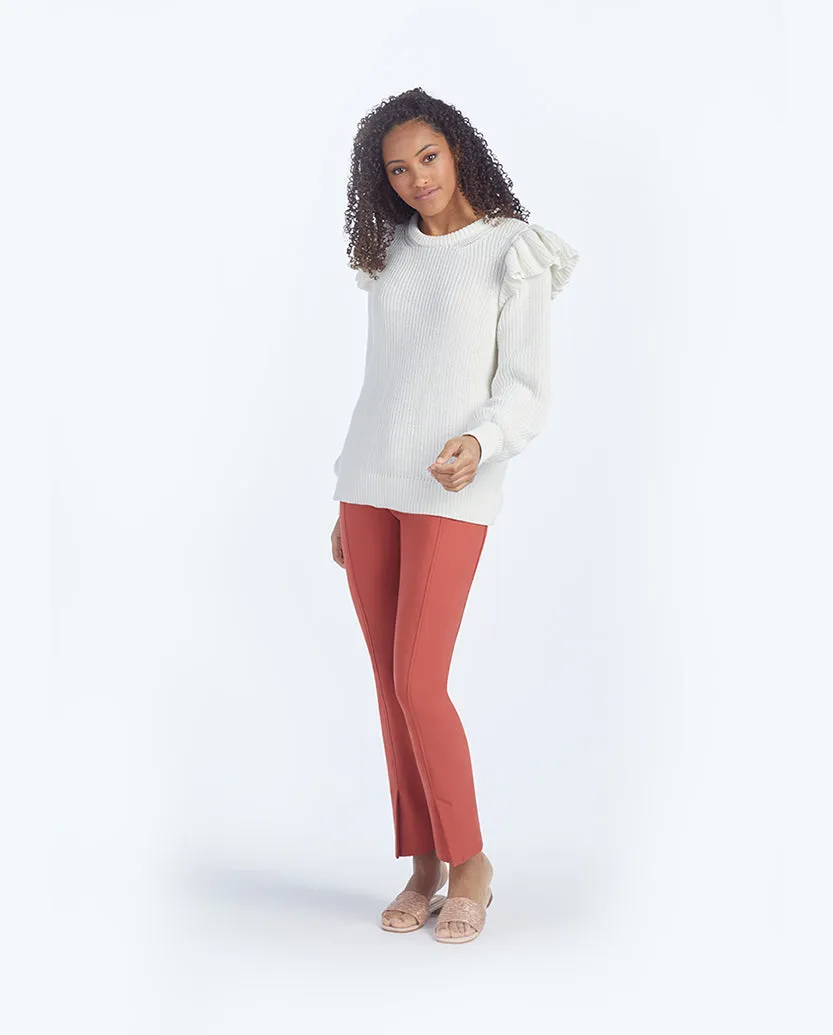 The Multitasking Slit Front Ankle Pant - Terracotta