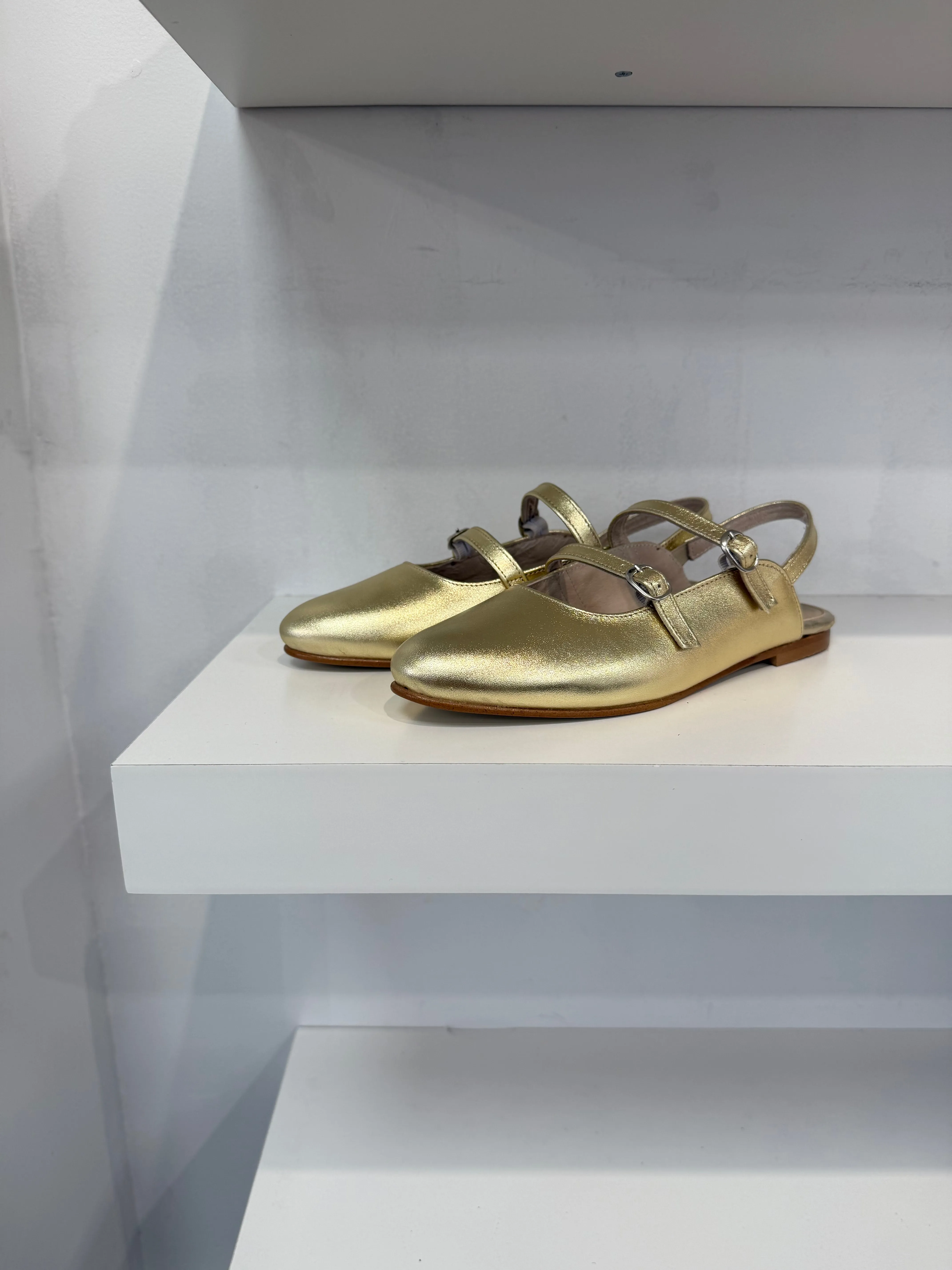 Valencia Platino Gold Double Buckle Slingback