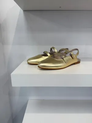Valencia Platino Gold Double Buckle Slingback