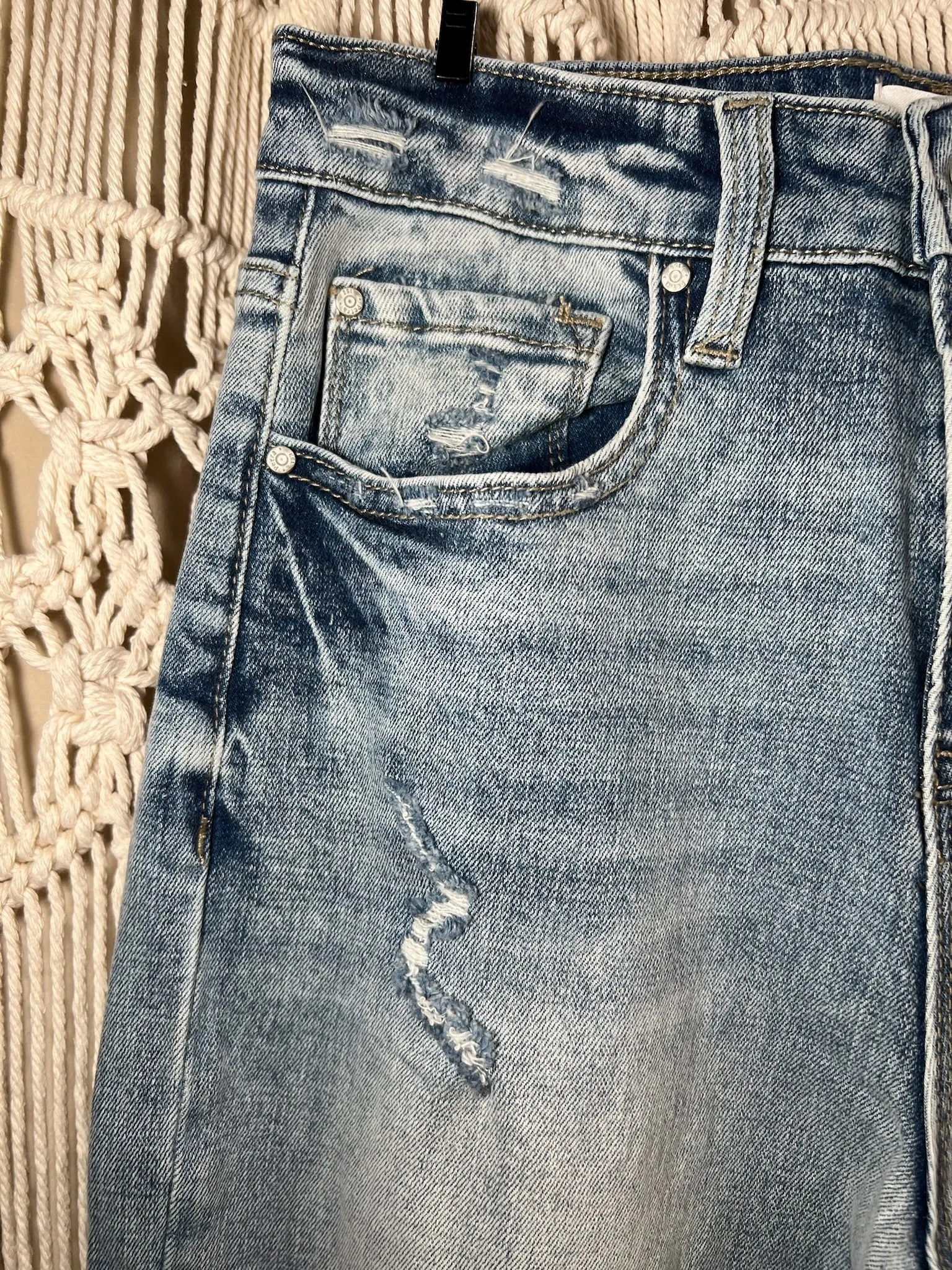 Vintage High Rise Distressed Flare Jeans