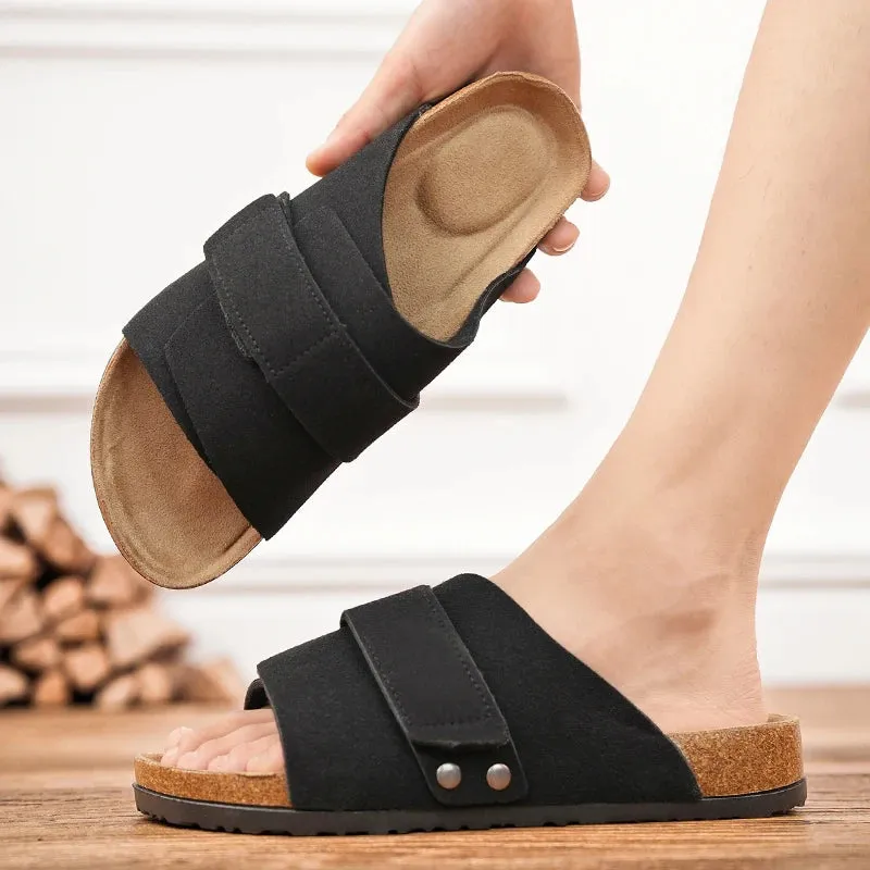 Vintage Suede Solid Slip-On Sandals