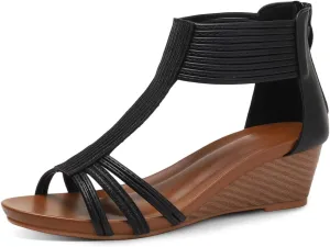 Wedge Sandals for Women Bohemia Open Toe Casual Summer Womens Sandals Roman High Heel Dressy Womens Beach Shoes