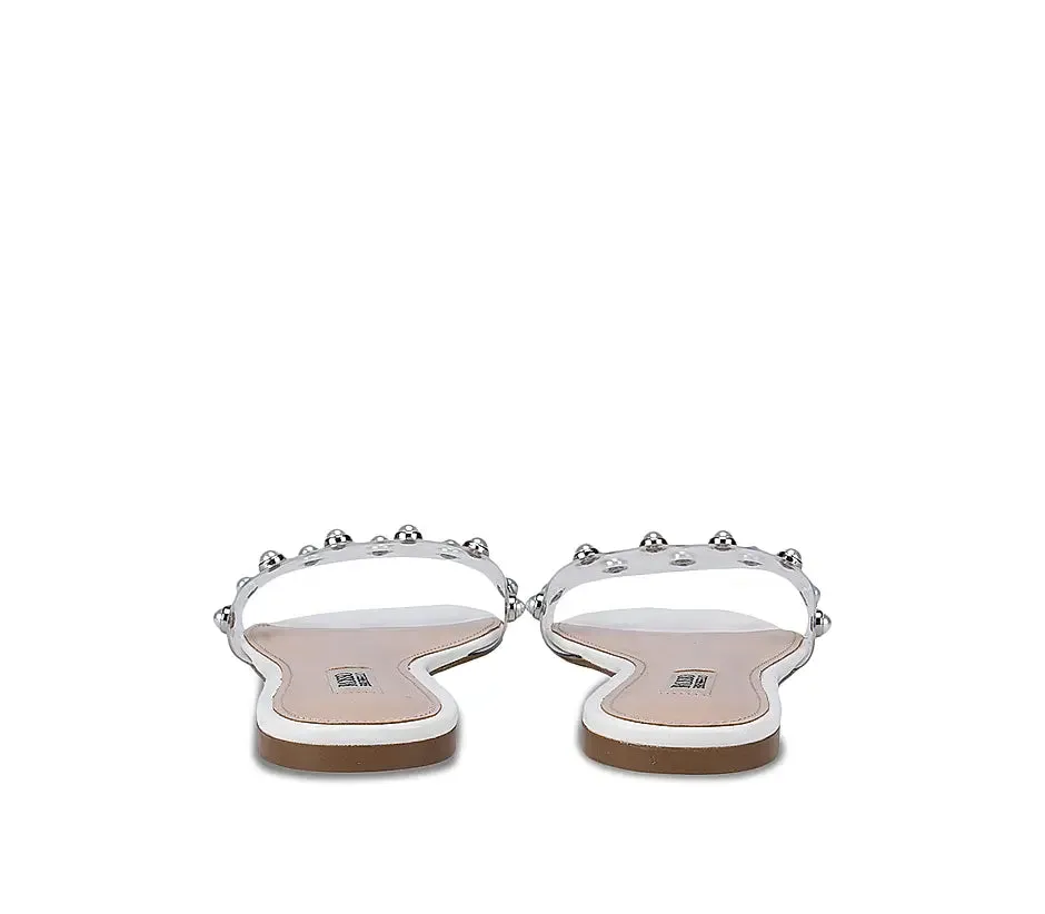 White Studded Strappy Flats