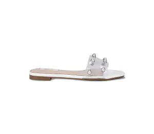 White Studded Strappy Flats