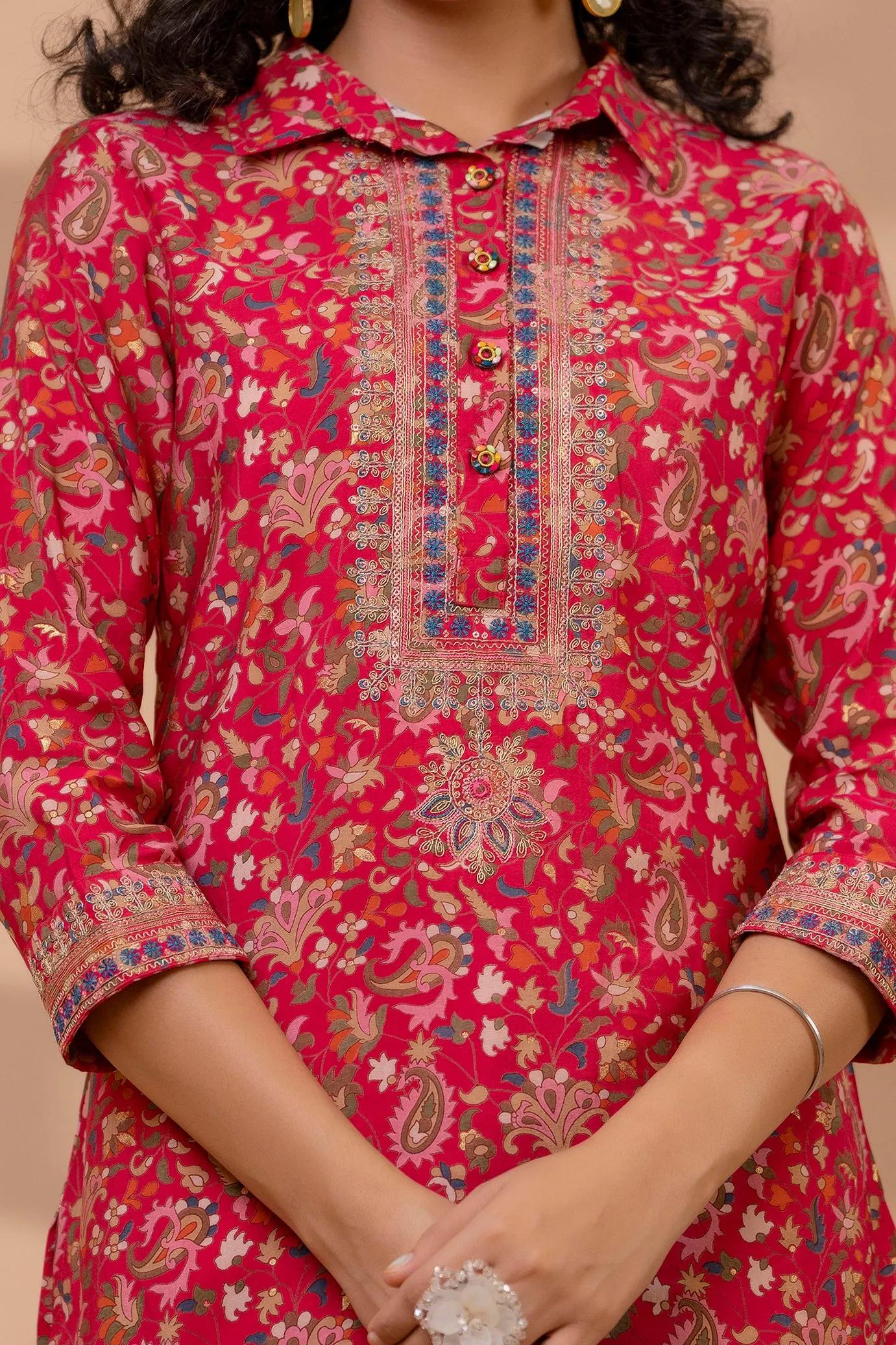 Women's Muslin Pink Straight Kurta & Afghani Salwar Set