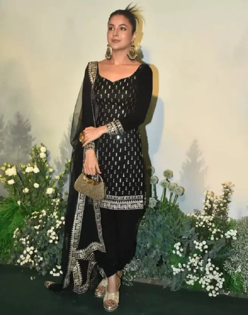 Women's Rayon Black Straight Kurta Afgani Salwar with Dupatta