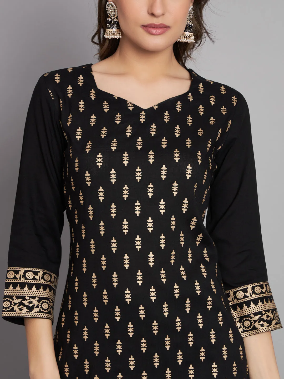Women's Rayon Black Straight Kurta Afgani Salwar with Dupatta