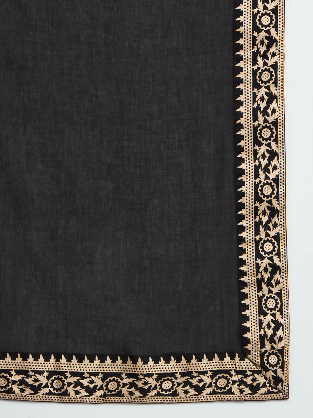 Women's Rayon Black Straight Kurta Afgani Salwar with Dupatta