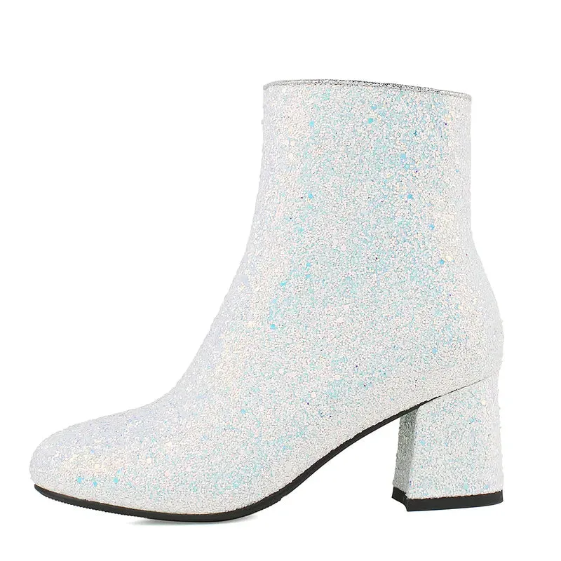Women'S Sequin Glitter Ankle Boots