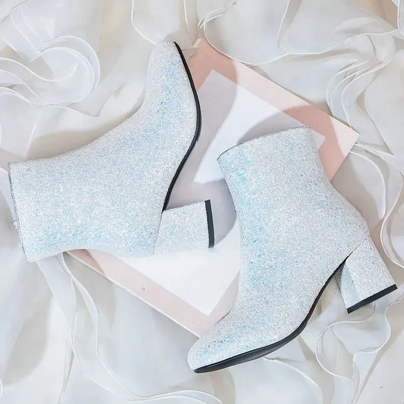 Women'S Sequin Glitter Ankle Boots