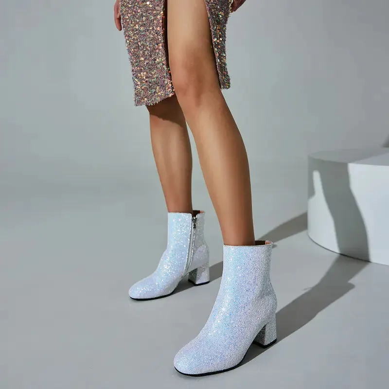 Women'S Sequin Glitter Ankle Boots