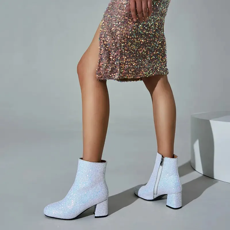 Women'S Sequin Glitter Ankle Boots
