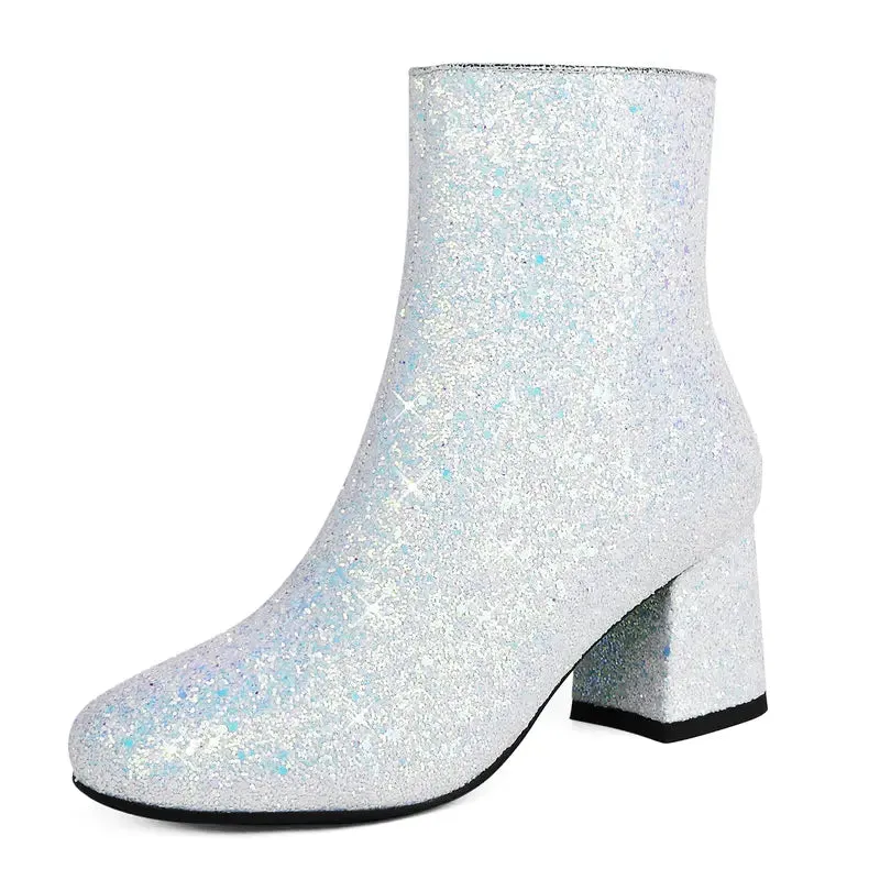 Women'S Sequin Glitter Ankle Boots