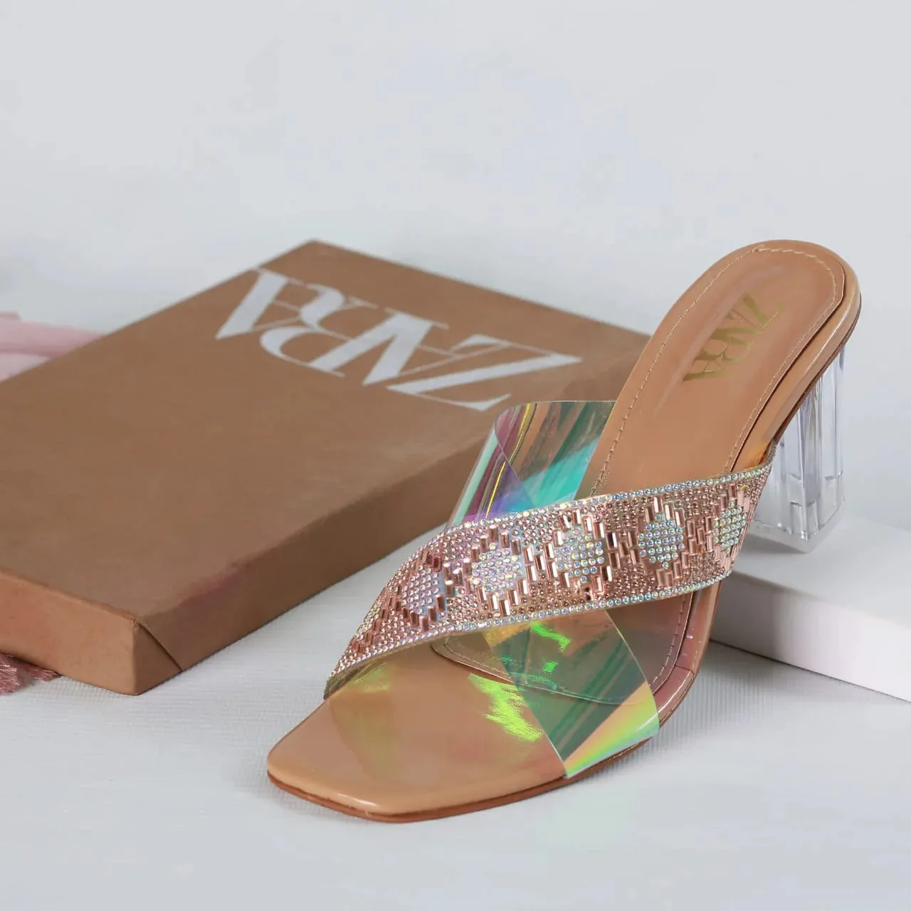 ZARA TRANSPARENT HEELS - GOLDEN